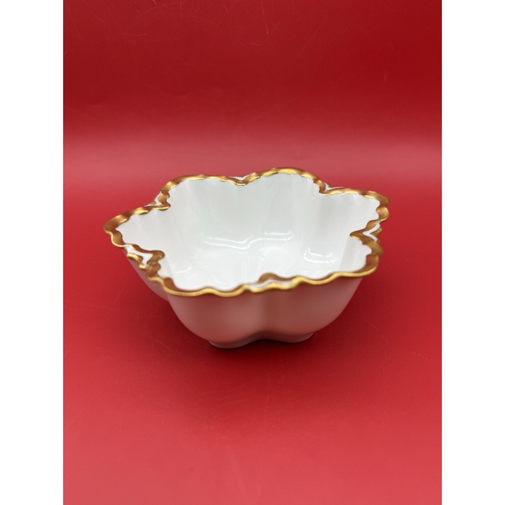 Antique Haviland Limoges Ranson Gold & White Celery Dishes Scalloped Edge - Picture 5 of 8